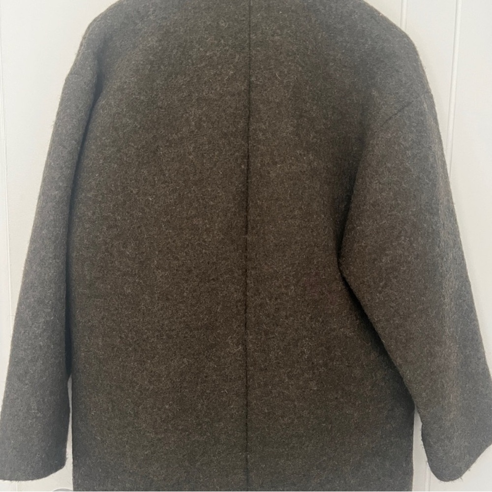 Eliza Faulkner Moss Green Wool Pea Coat - Picture 4 of 4